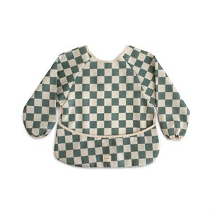 Mushie ​​Long Sleeve Bib​ - Olive Check